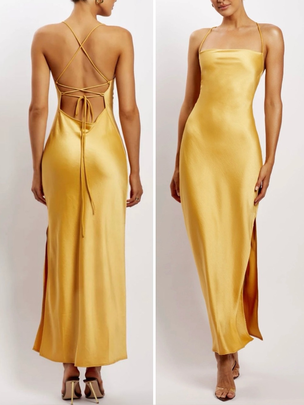 MESHKI Sydney Straight Neck Slip Maxi Dress